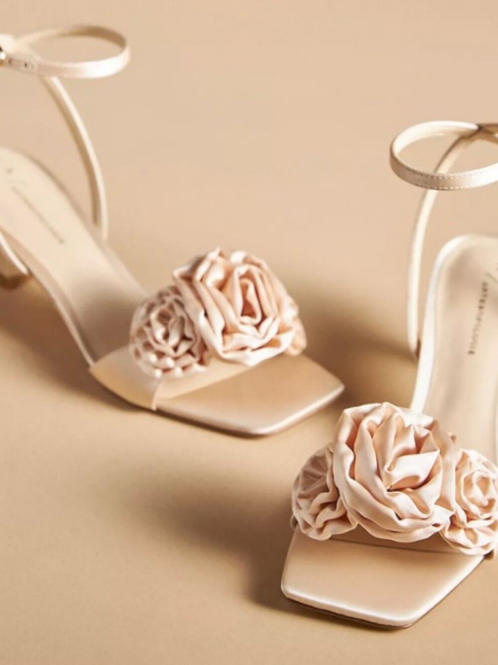 Anthropologie NIB BHLDN Florette Kitten Heel Pearl 6 Satin Floral Wedding Bridal